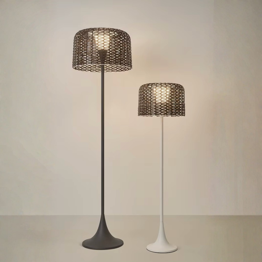 Modern Floor Lamp - Solar Outdoor Rattan Woven