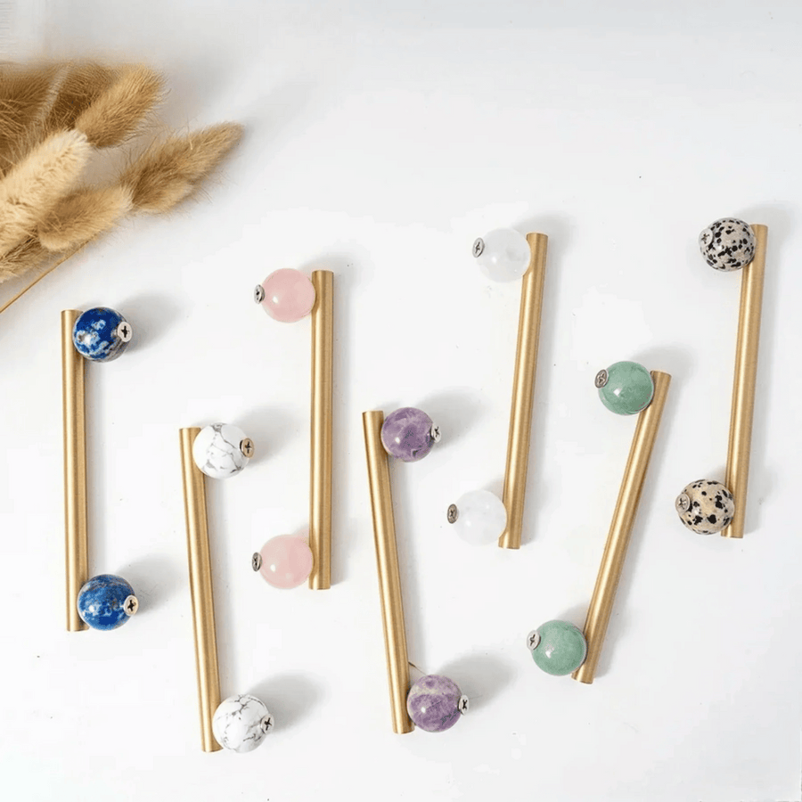 Marble Knob - Satin Brass Cabinet Hardware