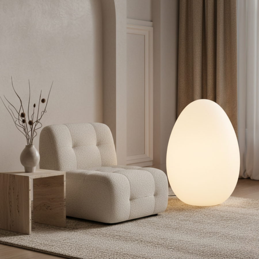 Modern Floor Lamp - Sculptural Egg Minimalist
