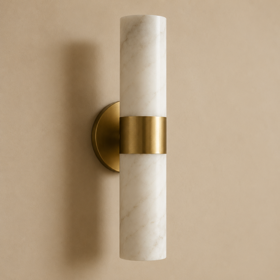 Alabaster Wall Light - Natural Stone Tube Design
