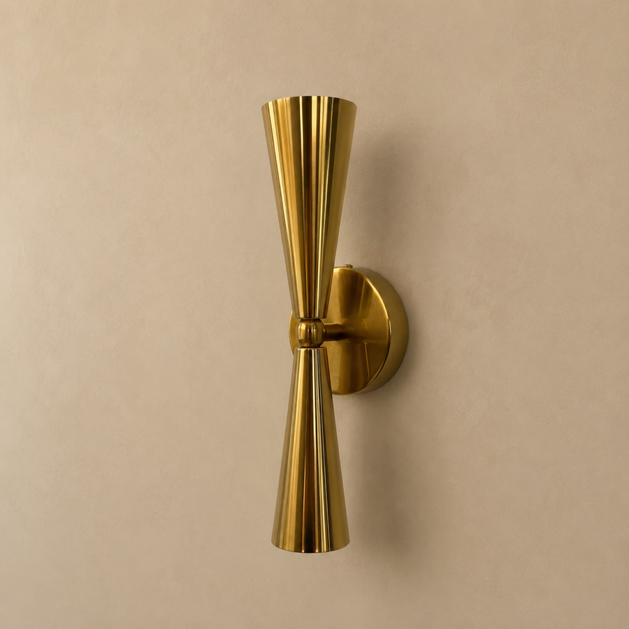 Brass Wall Light - Double Cone Design Modern Sconce