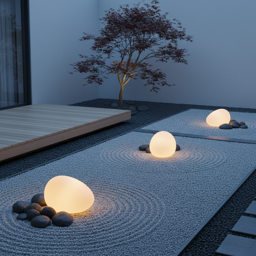 LunaStone | Solar Outdoor Pebble Stone Light, Waterproof LED Pathway Light for Garden