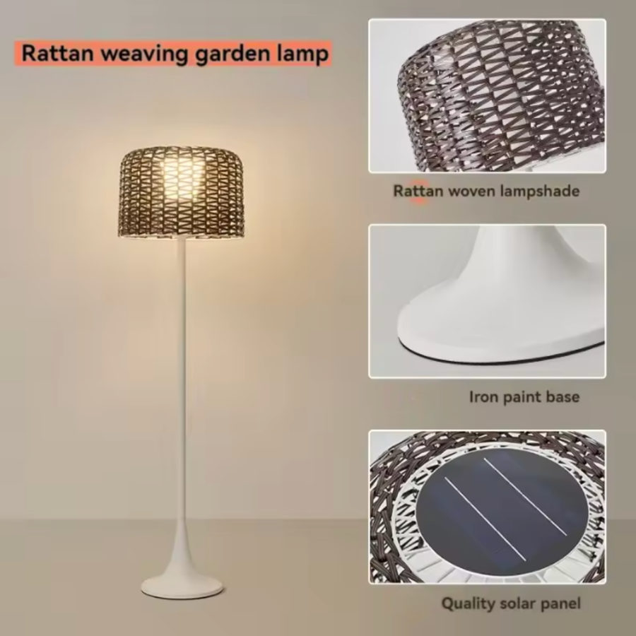 Modern Floor Lamp - Solar Outdoor Rattan Woven