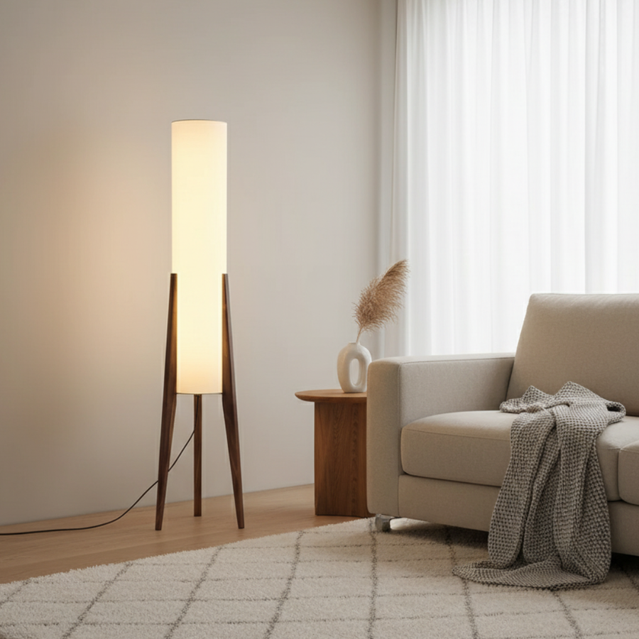 Modern Floor Lamp - Nordic Retro Walnut