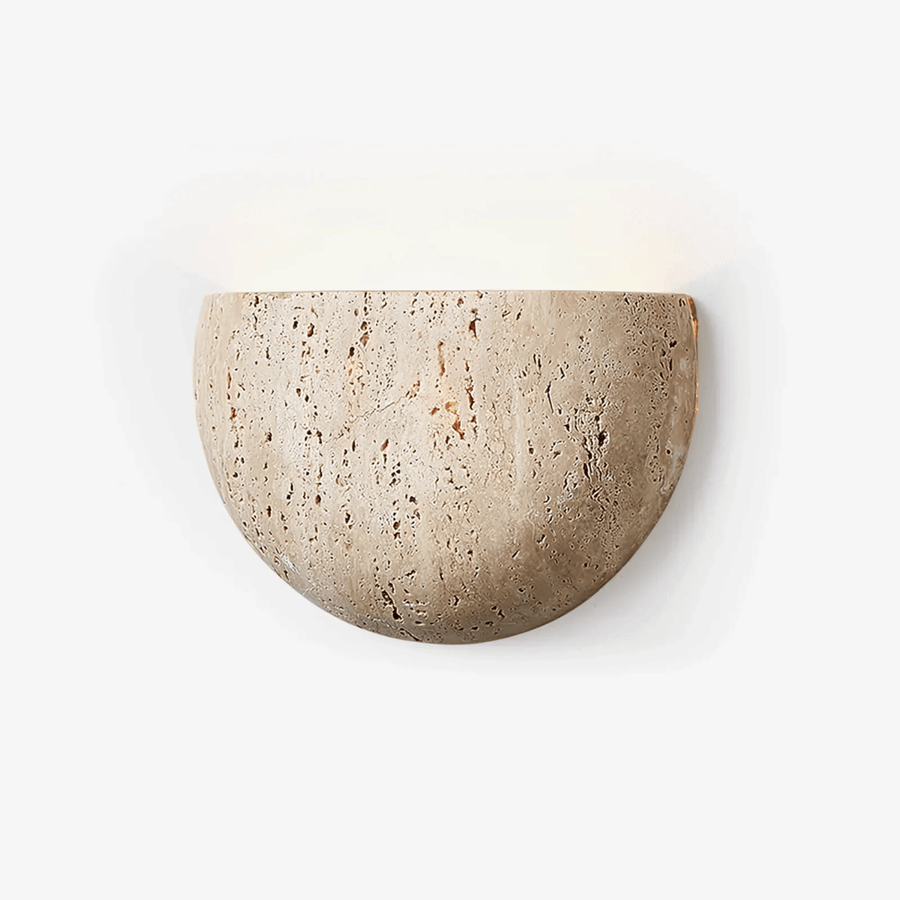 Travertine Wall Light - Hand-Finished Natural Stone Sconce
