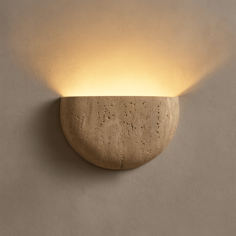 Travertine Wall Light - Hand-Finished Natural Stone Sconce
