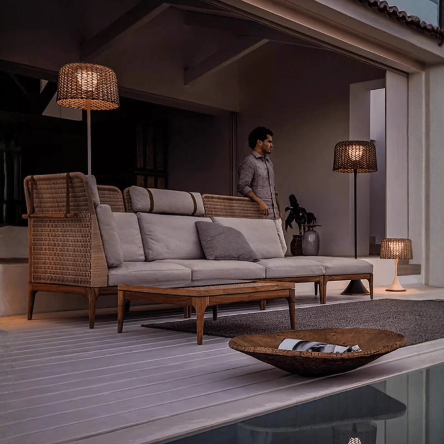 Modern Floor Lamp - Solar Outdoor Rattan Woven