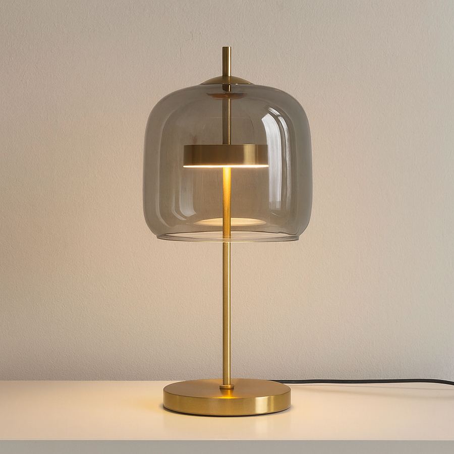 Stained Glass Table Lamp - Gold Iron Base Modern