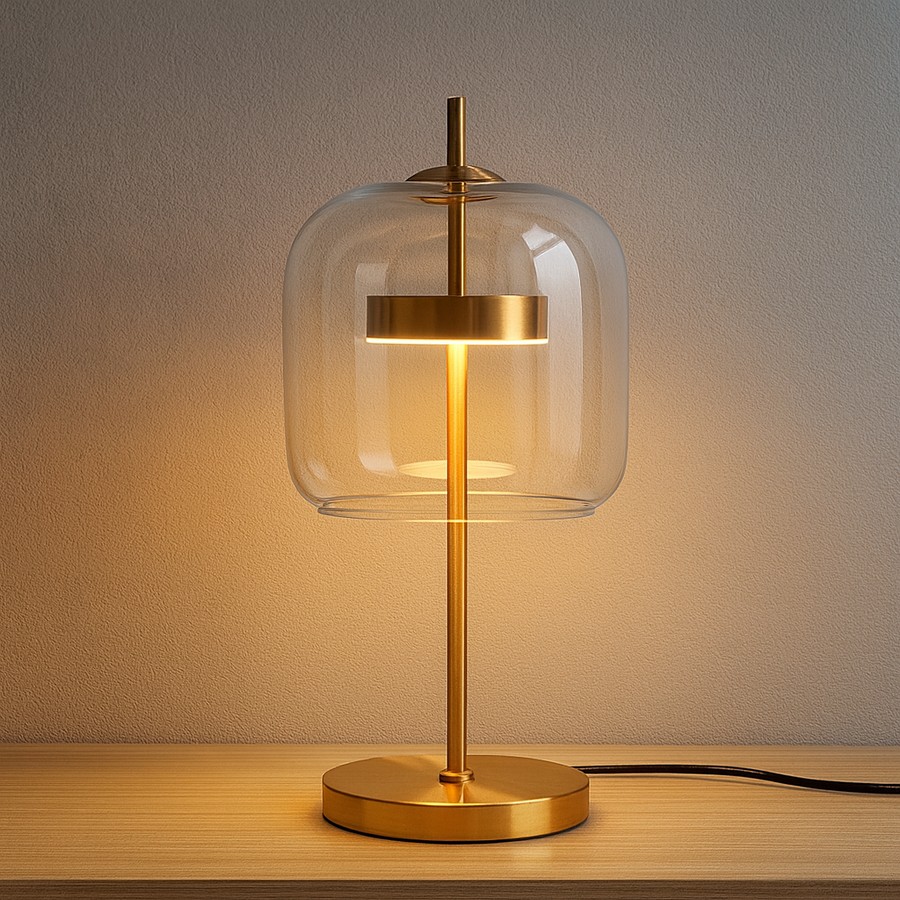 Stained Glass Table Lamp - Gold Iron Base Modern