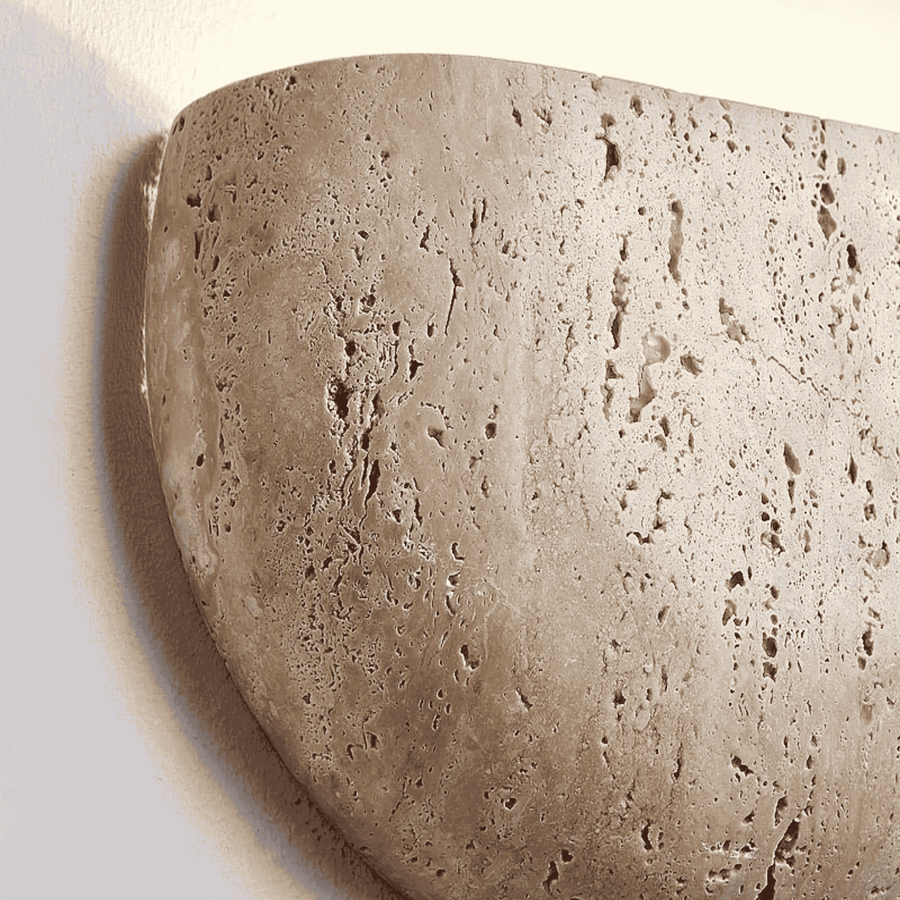Travertine Wall Light - Hand-Finished Natural Stone Sconce