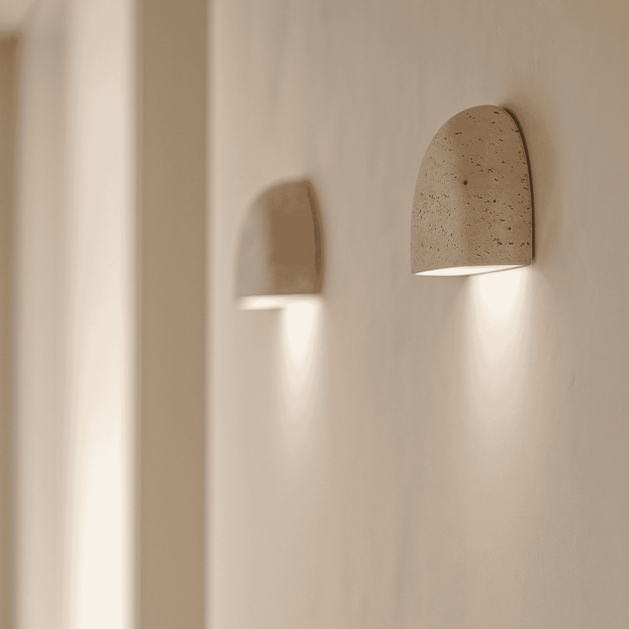 Travertine Wall Light - Hand-Finished Natural Stone Sconce