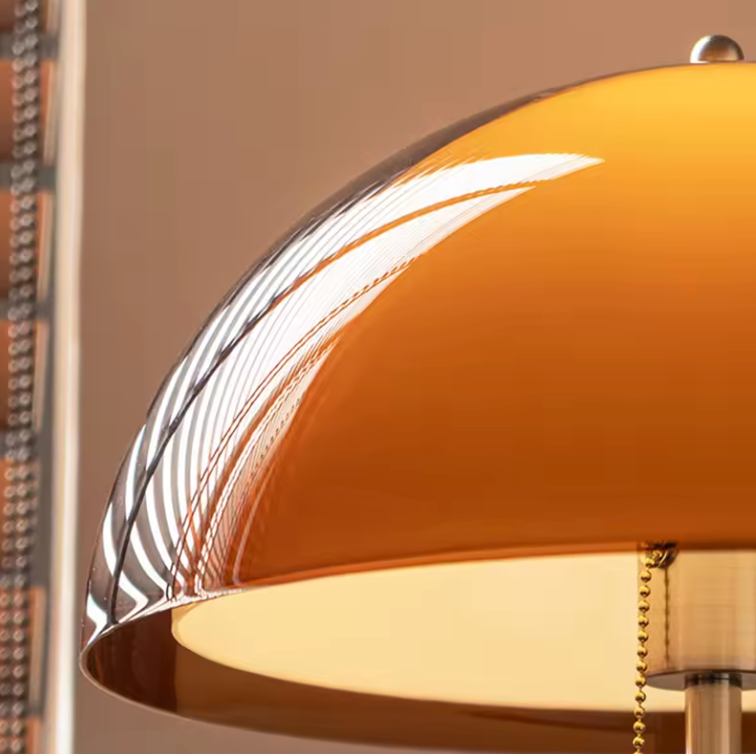 Modern Floor Lamp - Retro Amber Acrylic Dome