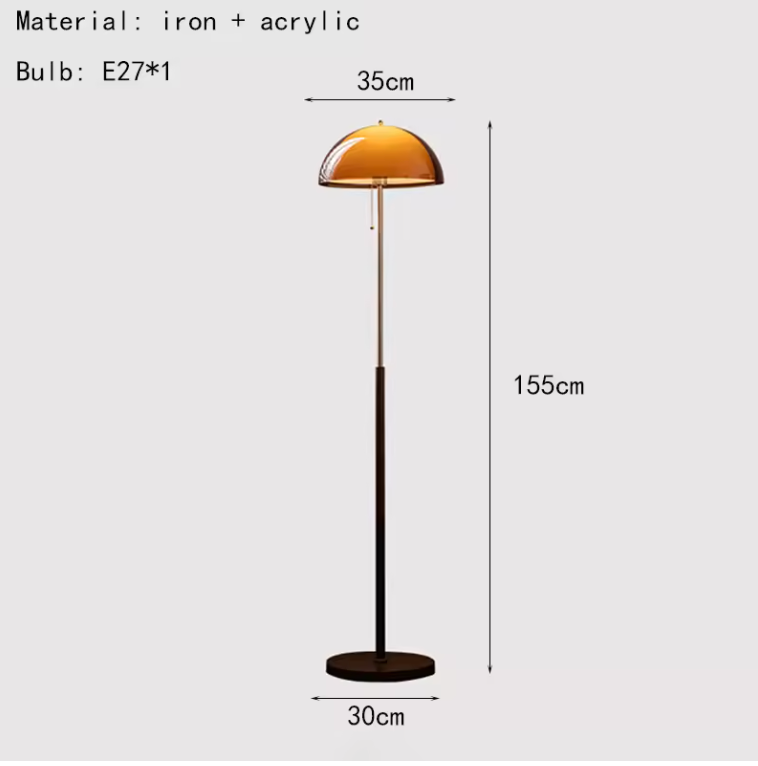 Modern Floor Lamp - Retro Amber Acrylic Dome