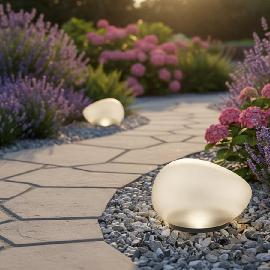 LunaStone | Solar Outdoor Pebble Stone Light, Waterproof LED Pathway Light for Garden