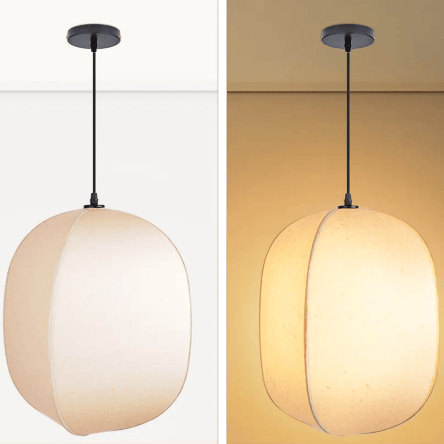 Linen Lantern Pendant Light Modern - Hanging Fixture