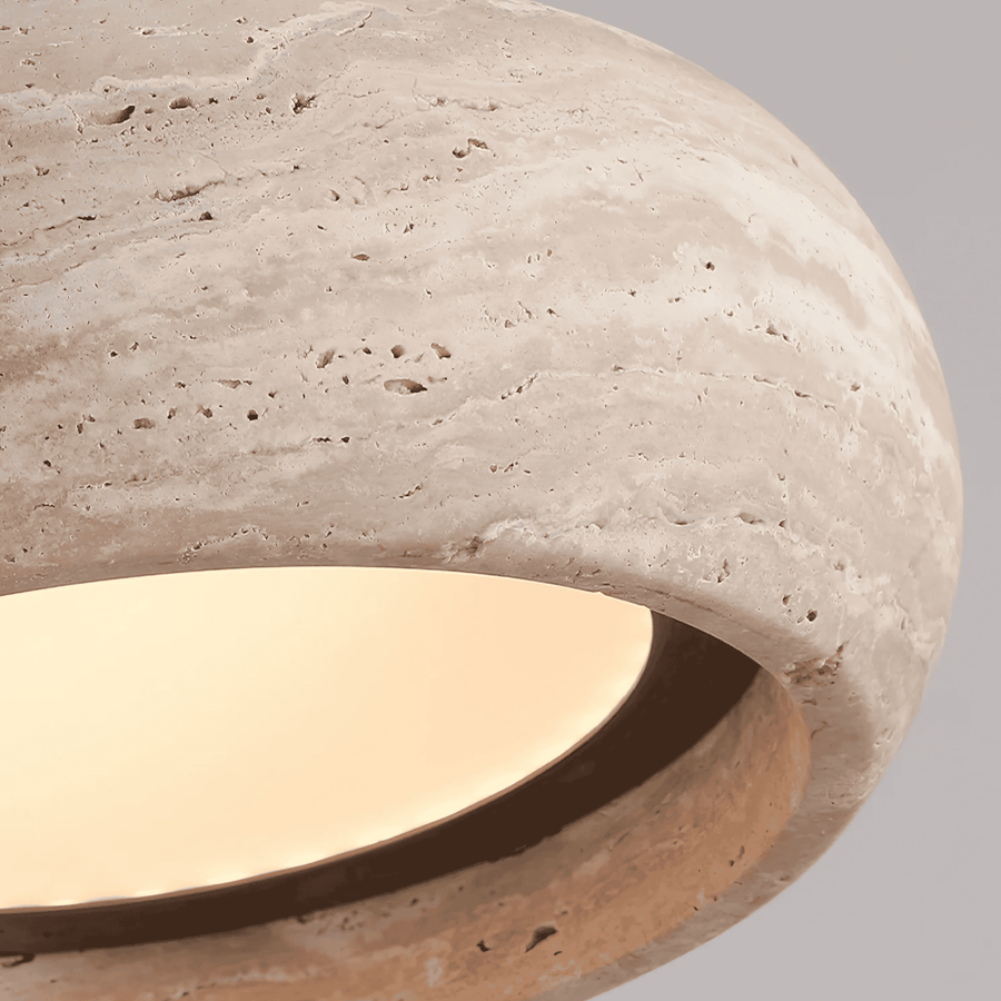Travertine LED Pendant Light Dimmable - Hand-Finished Natural Stone