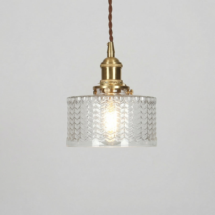 Vintage Brass Glass Pendant Light – Green or Clear Shade