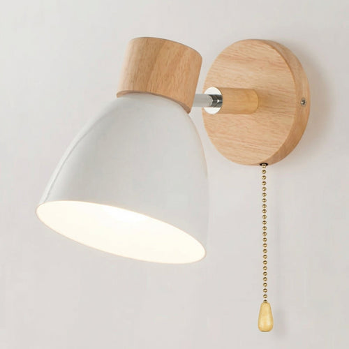 Adjustable Wall Light with Pull Cord – Wood & Metal