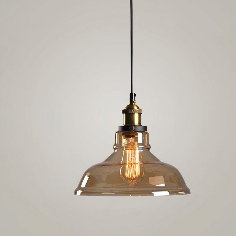 Vintage Glass Pendant Light – Clear or Amber Shade