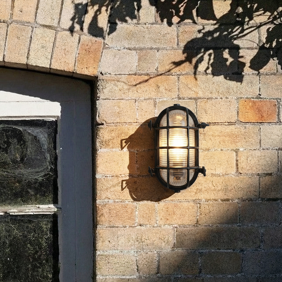 Industrial Outdoor Wall Light – Waterproof Cage Sconce