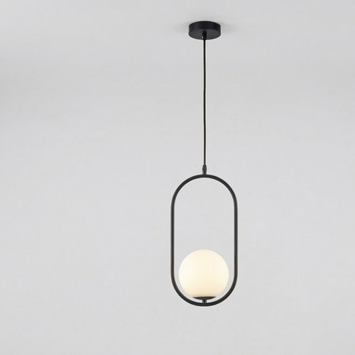 Nordic Frosted Glass Globe Pendant Light – Gold & Black Metal