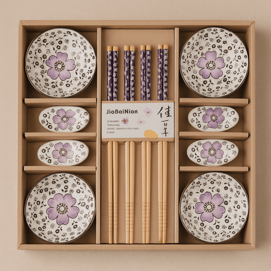 SakuraBloom Sushi Dinnerware Set (12-Piece Gift Box)