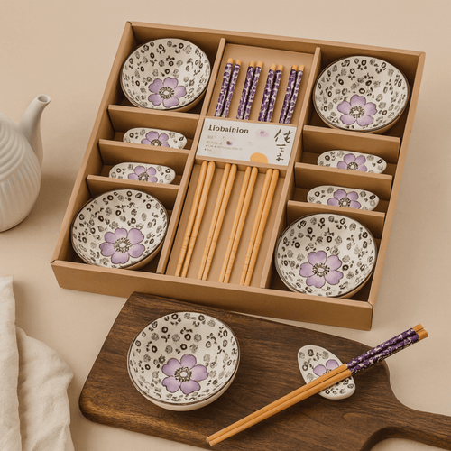SakuraBloom Sushi Dinnerware Set (12-Piece Gift Box)