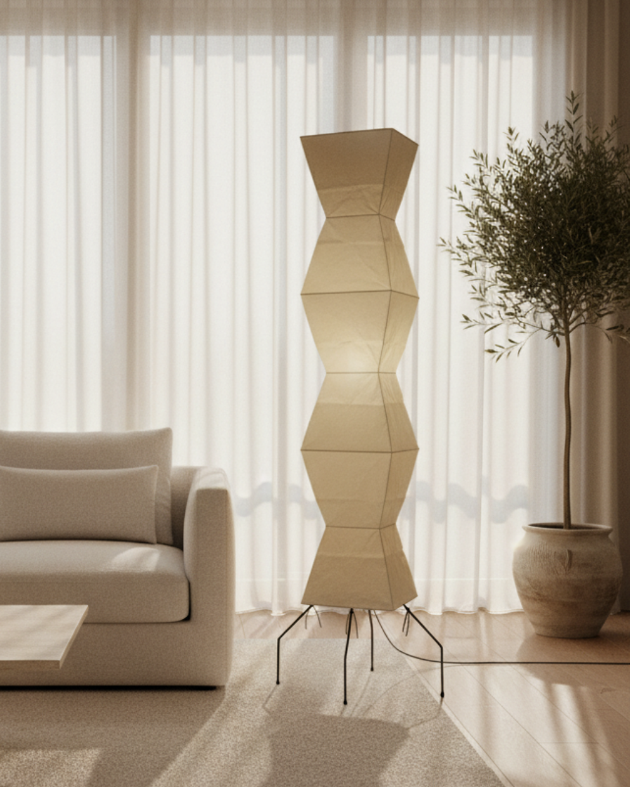 Modern Floor Lamp - Minimalist Japanese Washi Paper