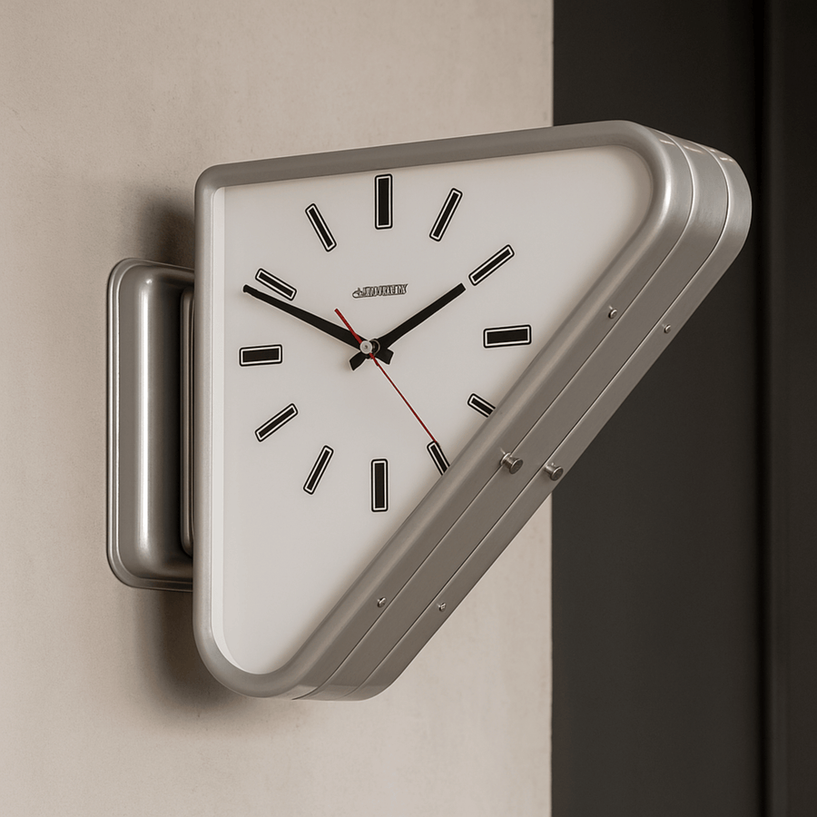 Geometric Wall Clock - Dual Triangle Modern Design
