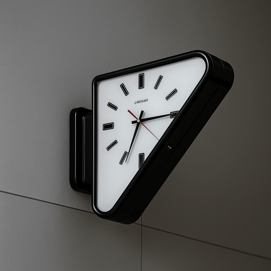 Geometric Wall Clock - Dual Triangle Modern Design