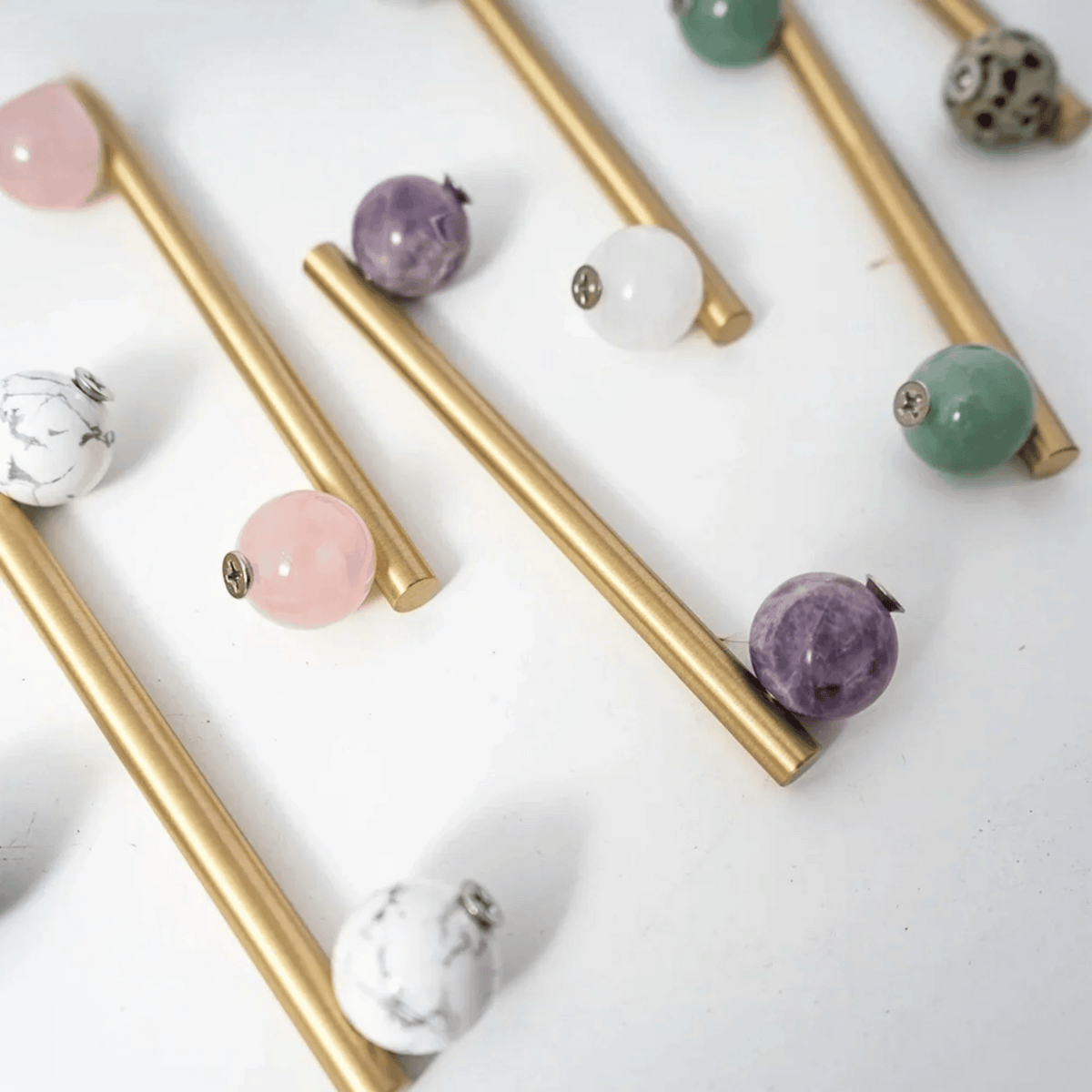 Marble Knob - Satin Brass Cabinet Hardware