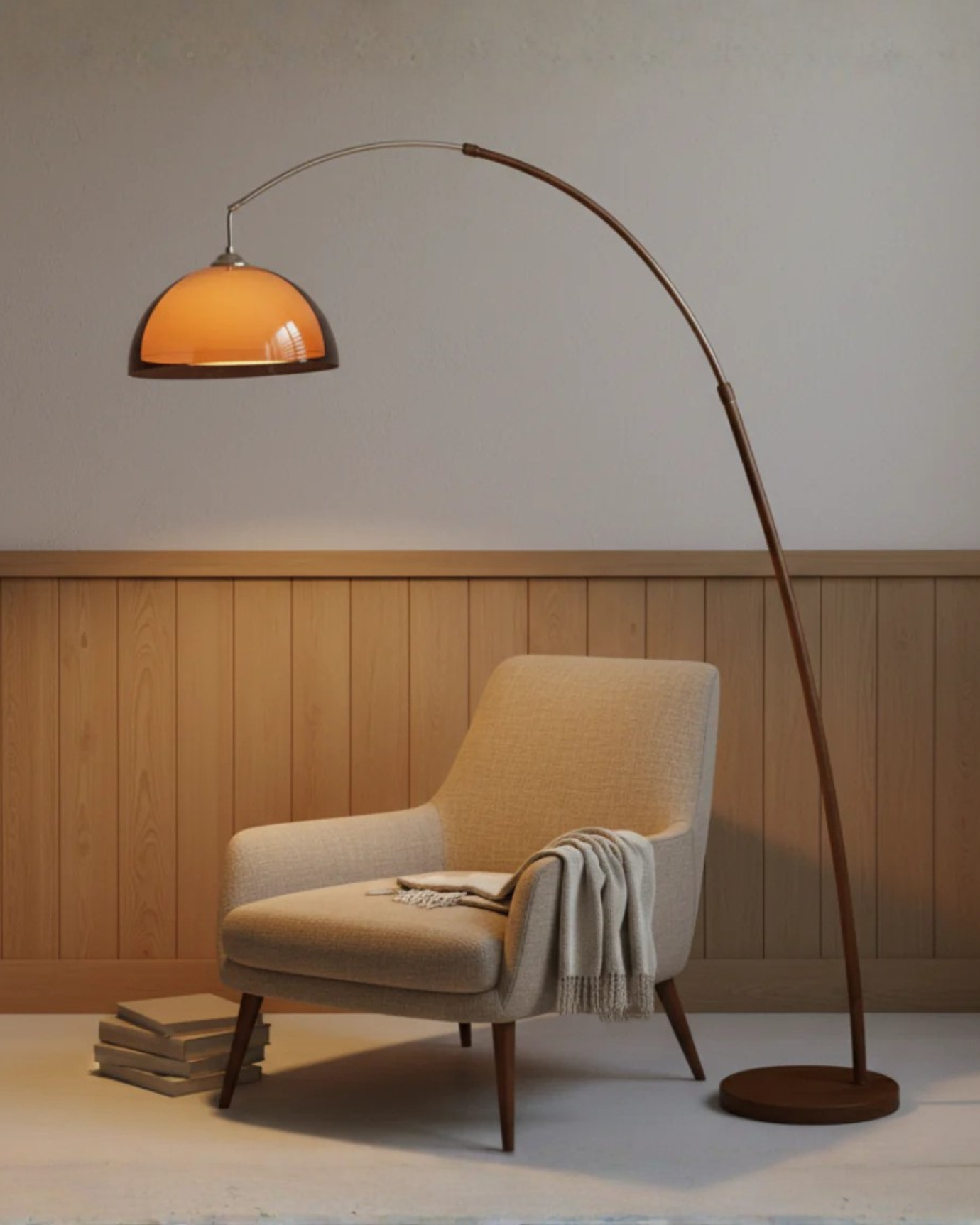 Dimmable Arc Floor Lamp – Metal Standing Light with Fabric Shade