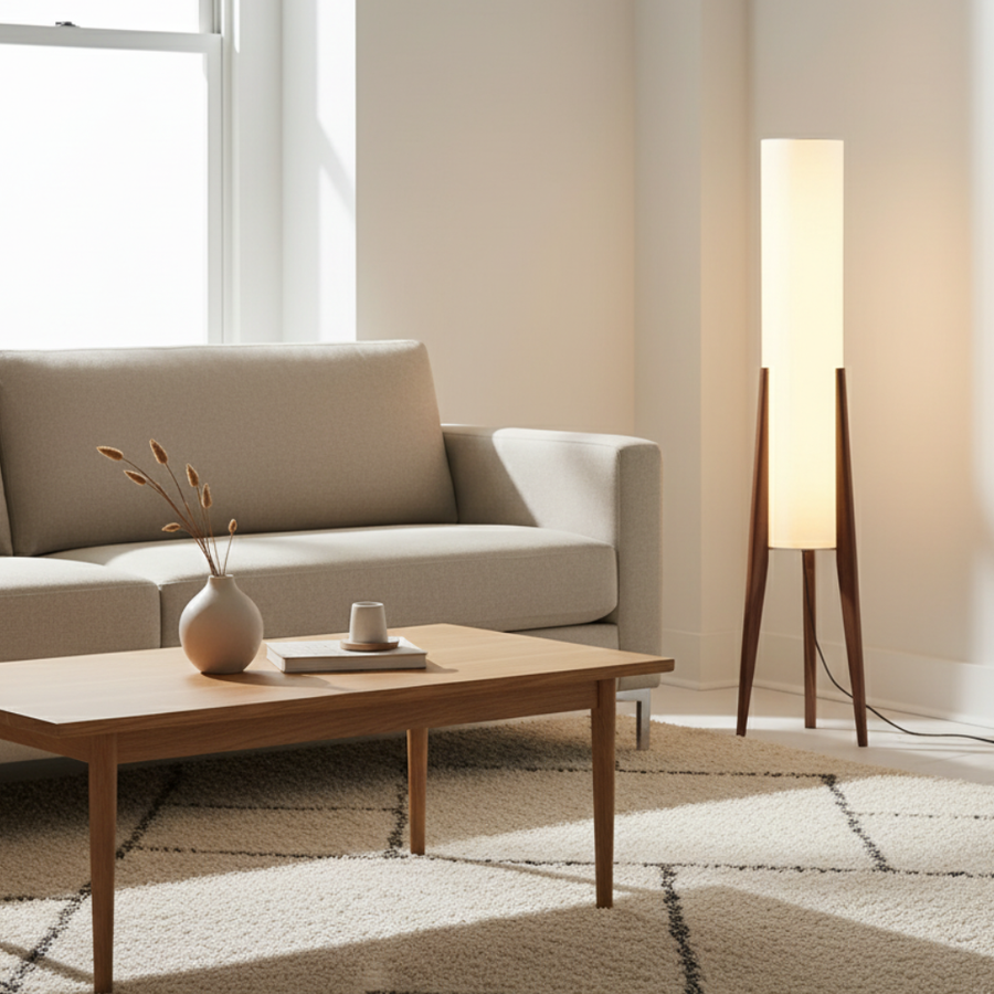 Modern Floor Lamp - Nordic Retro Walnut