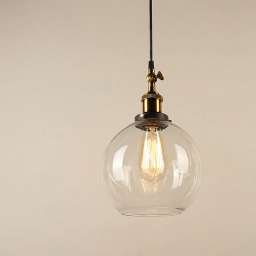 Vintage Globe Glass Pendant Light – Clear or Amber