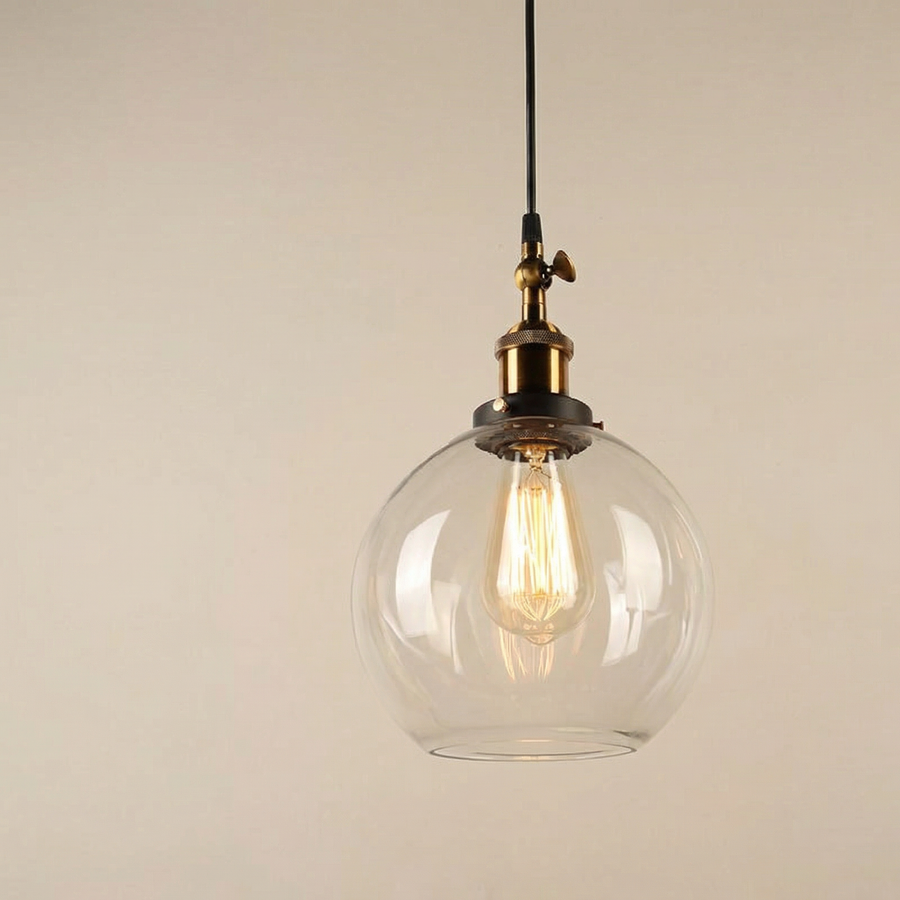 Vintage Globe Glass Pendant Light – Clear or Amber