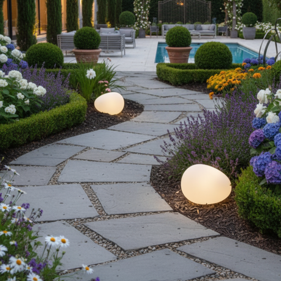 LunaStone | Solar Outdoor Pebble Stone Light, Waterproof LED Pathway Light for Garden