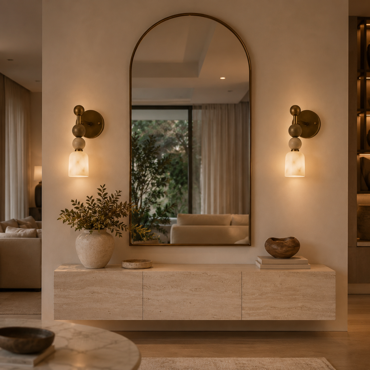 Marble Wall Light - Bead Design Natural Stone Sconce
