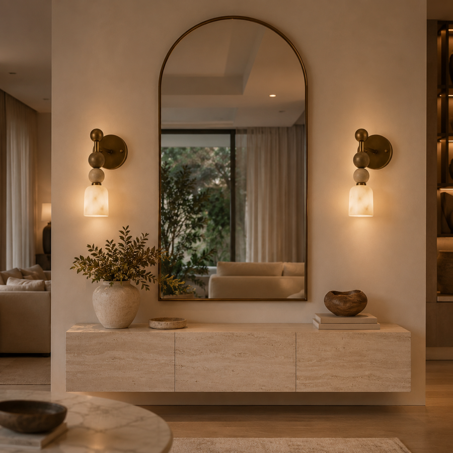 Marble Wall Light - Bead Design Natural Stone Sconce