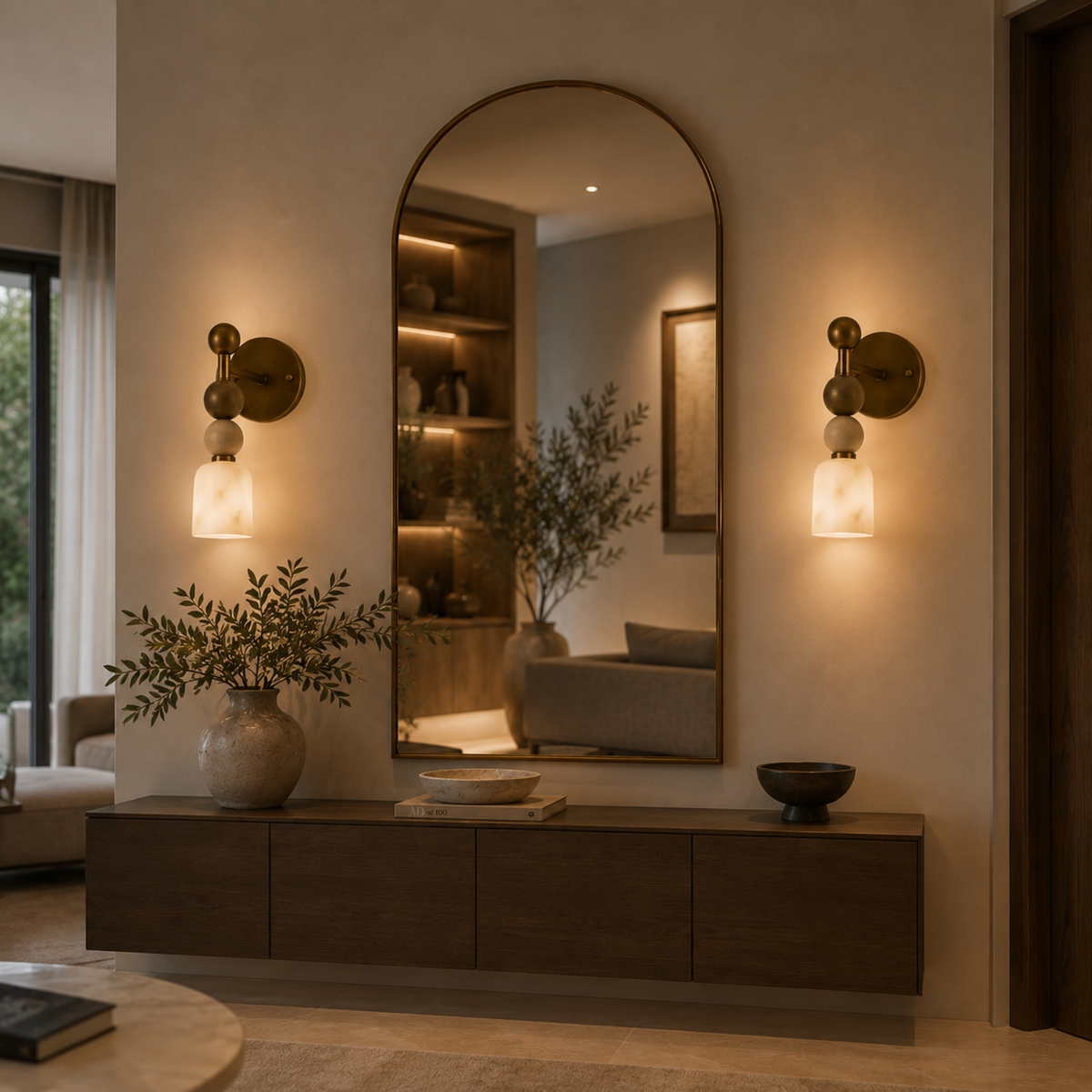 Marble Wall Light - Bead Design Natural Stone Sconce