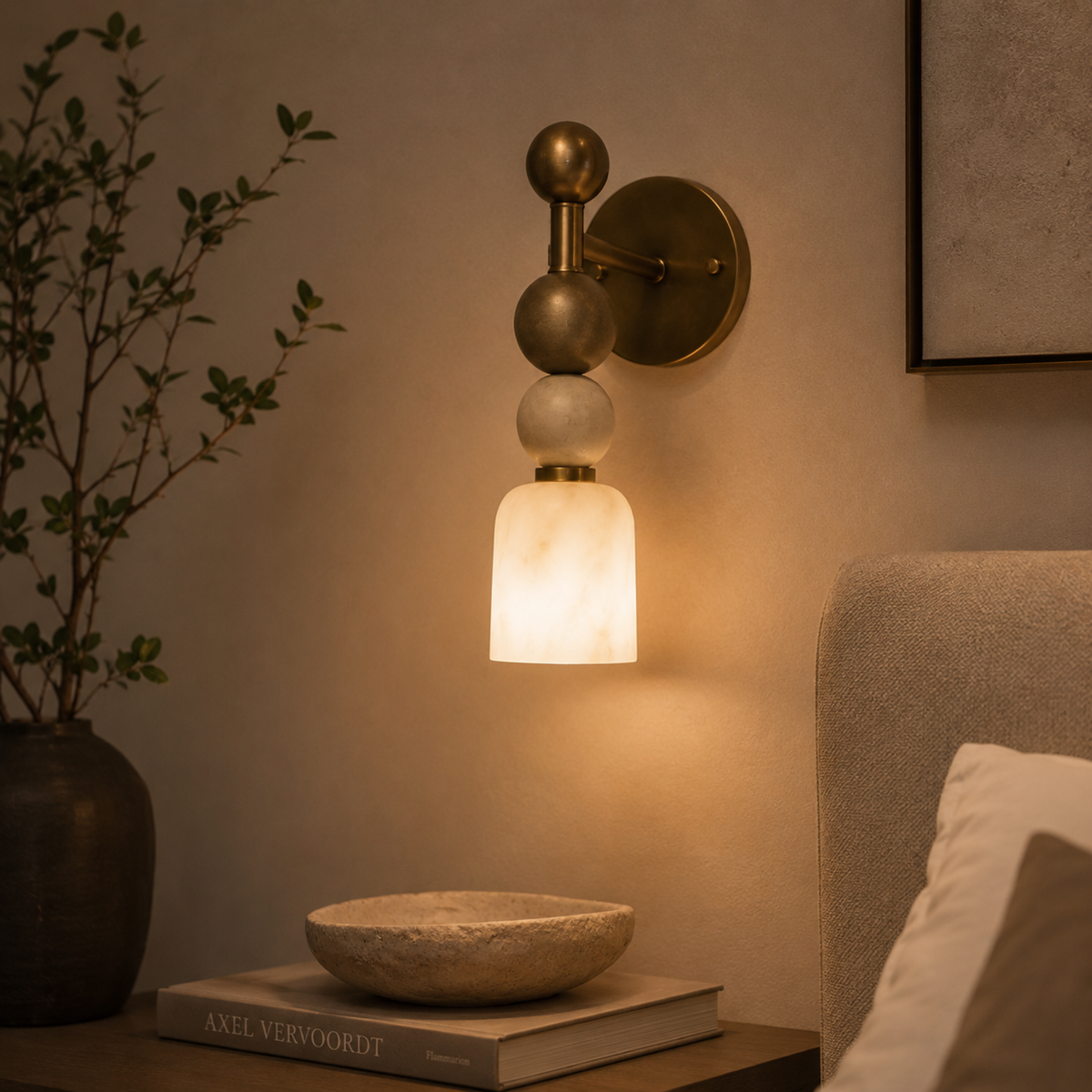 Marble Wall Light - Bead Design Natural Stone Sconce