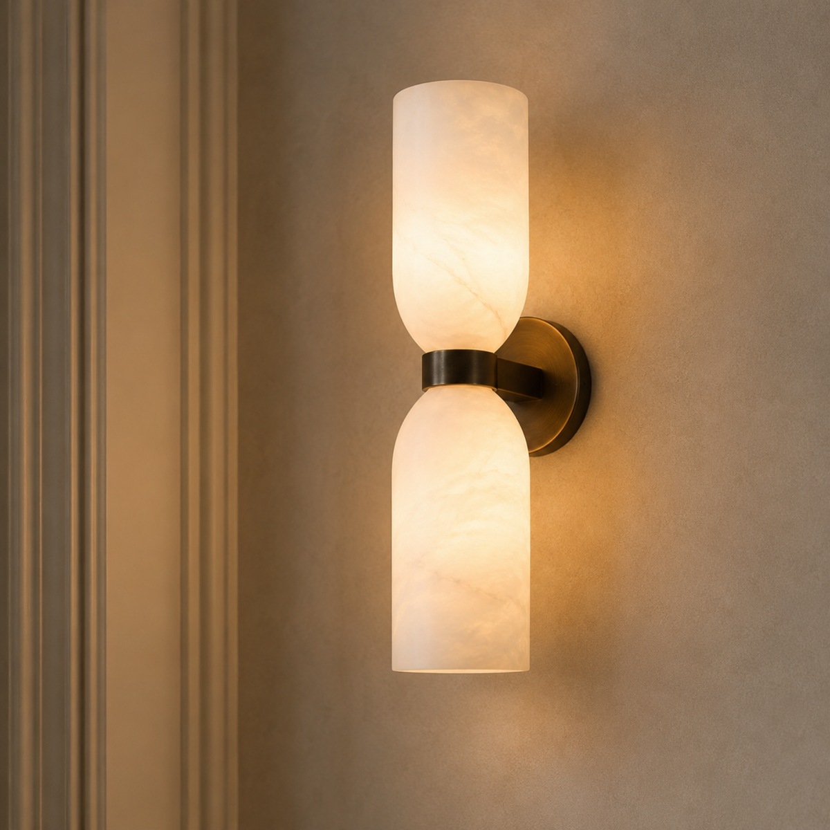 Marble Wall Light - Premium Natural Stone Brass Sconce