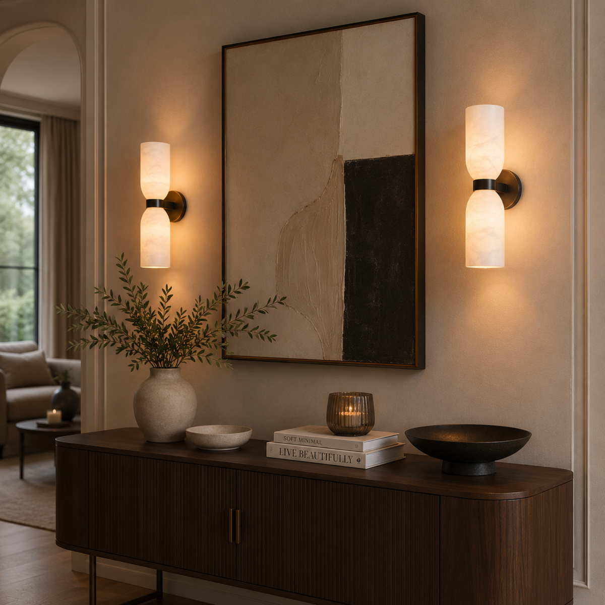 Marble Wall Light - Premium Natural Stone Brass Sconce