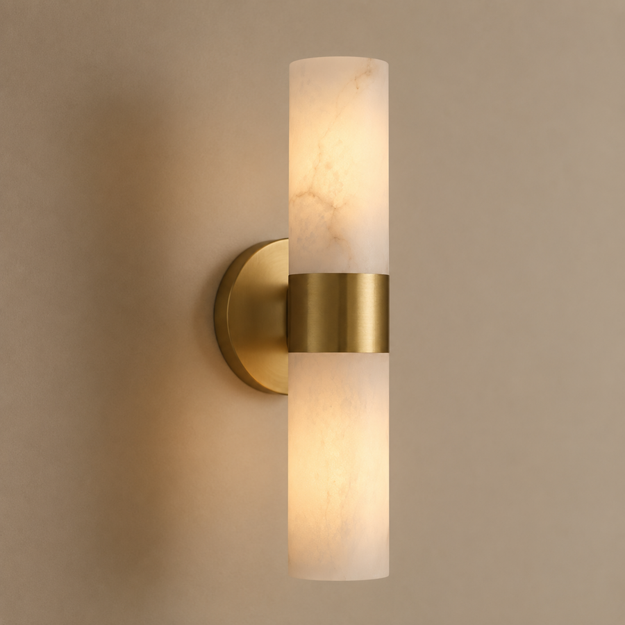 Alabaster Wall Light - Natural Stone Tube Design