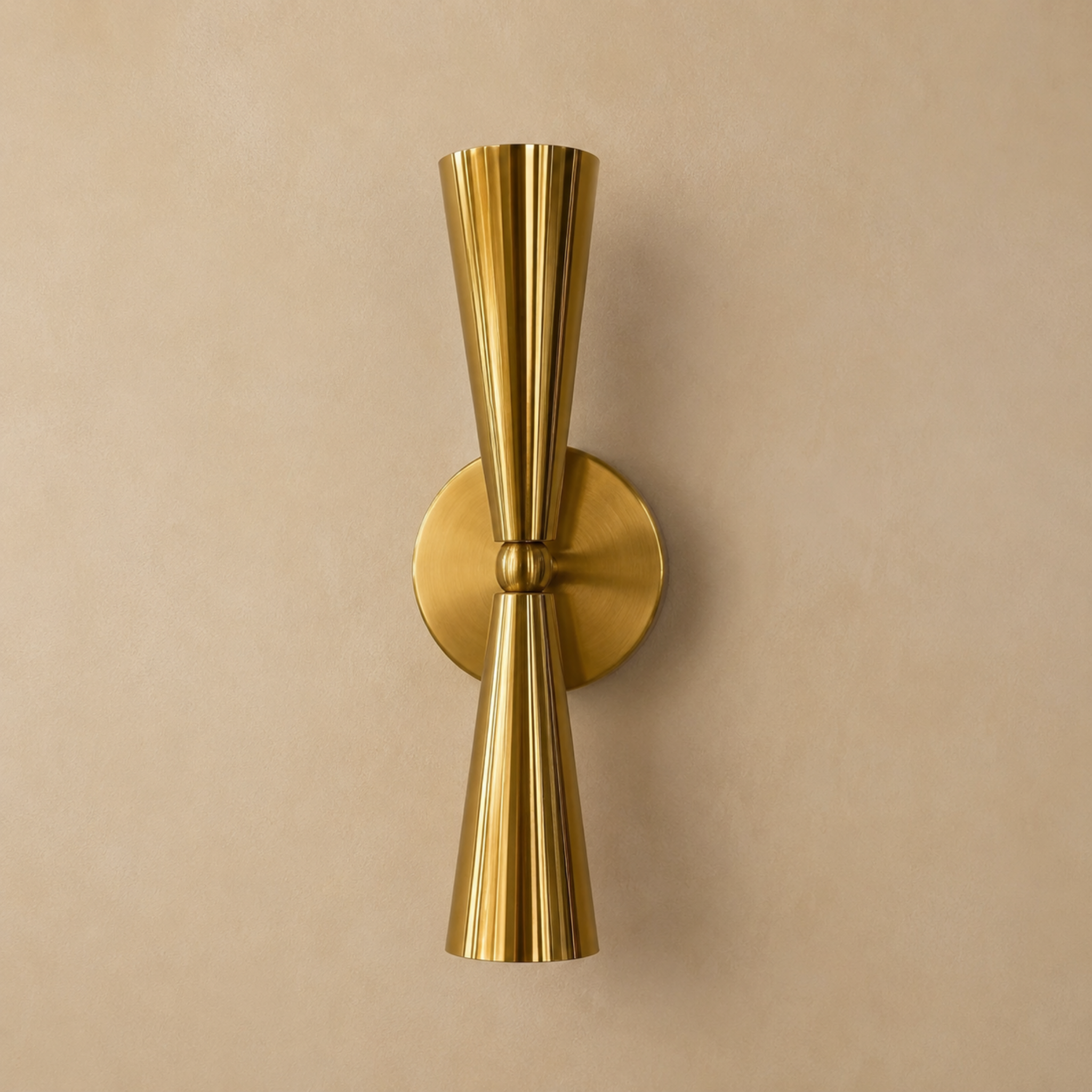 Brass Wall Light - Double Cone Design Modern Sconce