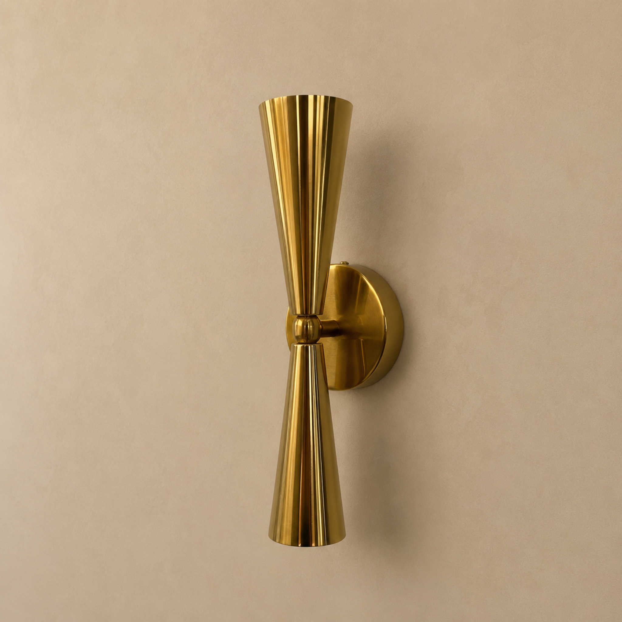 Brass Wall Light - Double Cone Design Modern Sconce