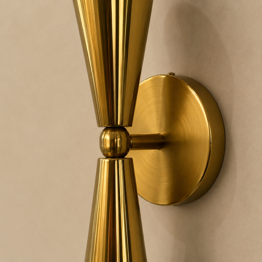 Brass Wall Light - Double Cone Design Modern Sconce