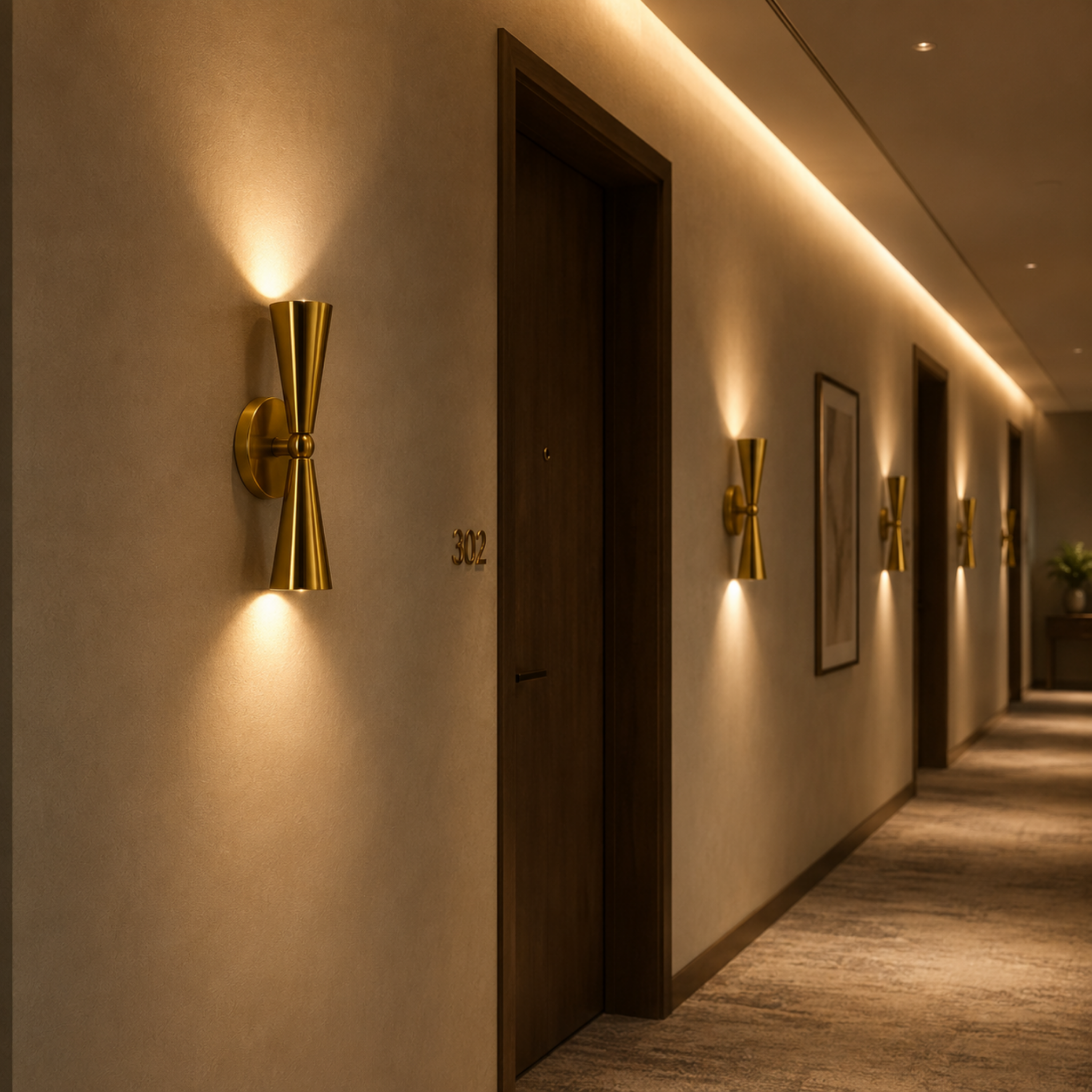 Brass Wall Light - Double Cone Design Modern Sconce