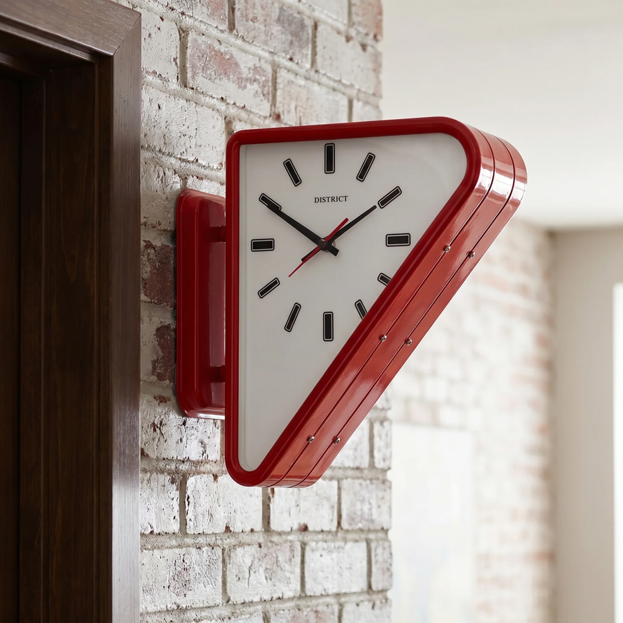 Geometric Wall Clock - Dual Triangle Modern Design