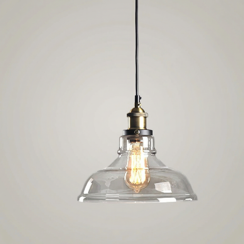 Vintage Glass Pendant Light – Clear or Amber Shade