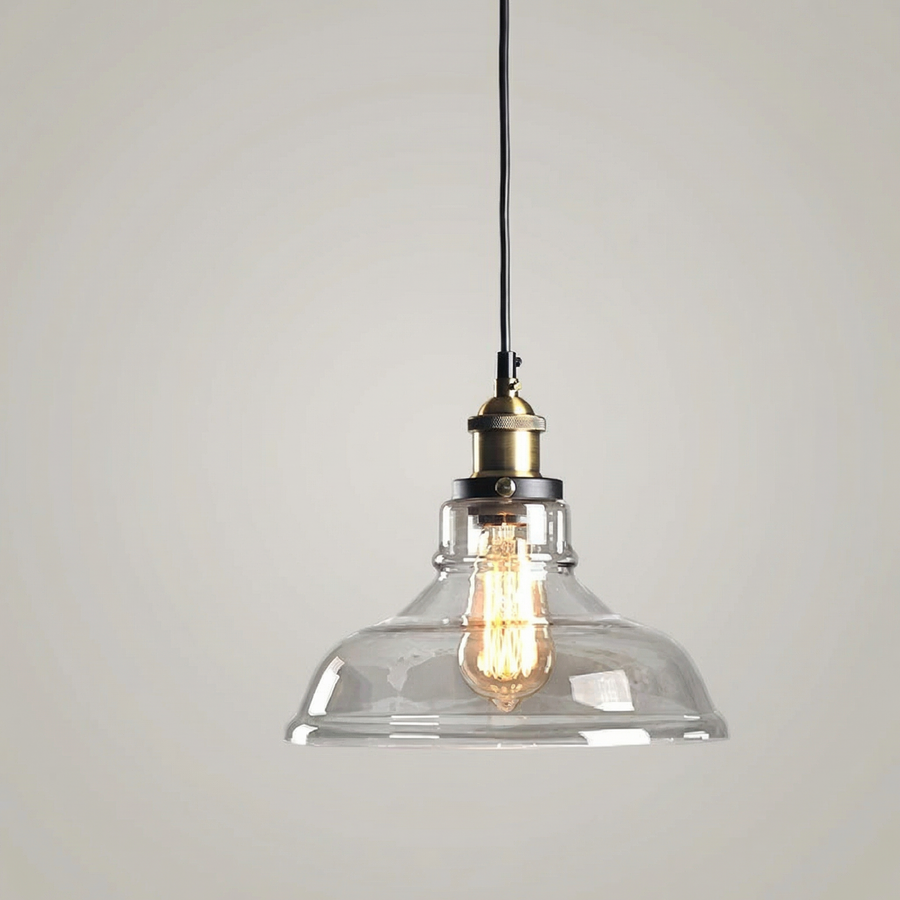 Vintage Glass Pendant Light – Clear or Amber Shade